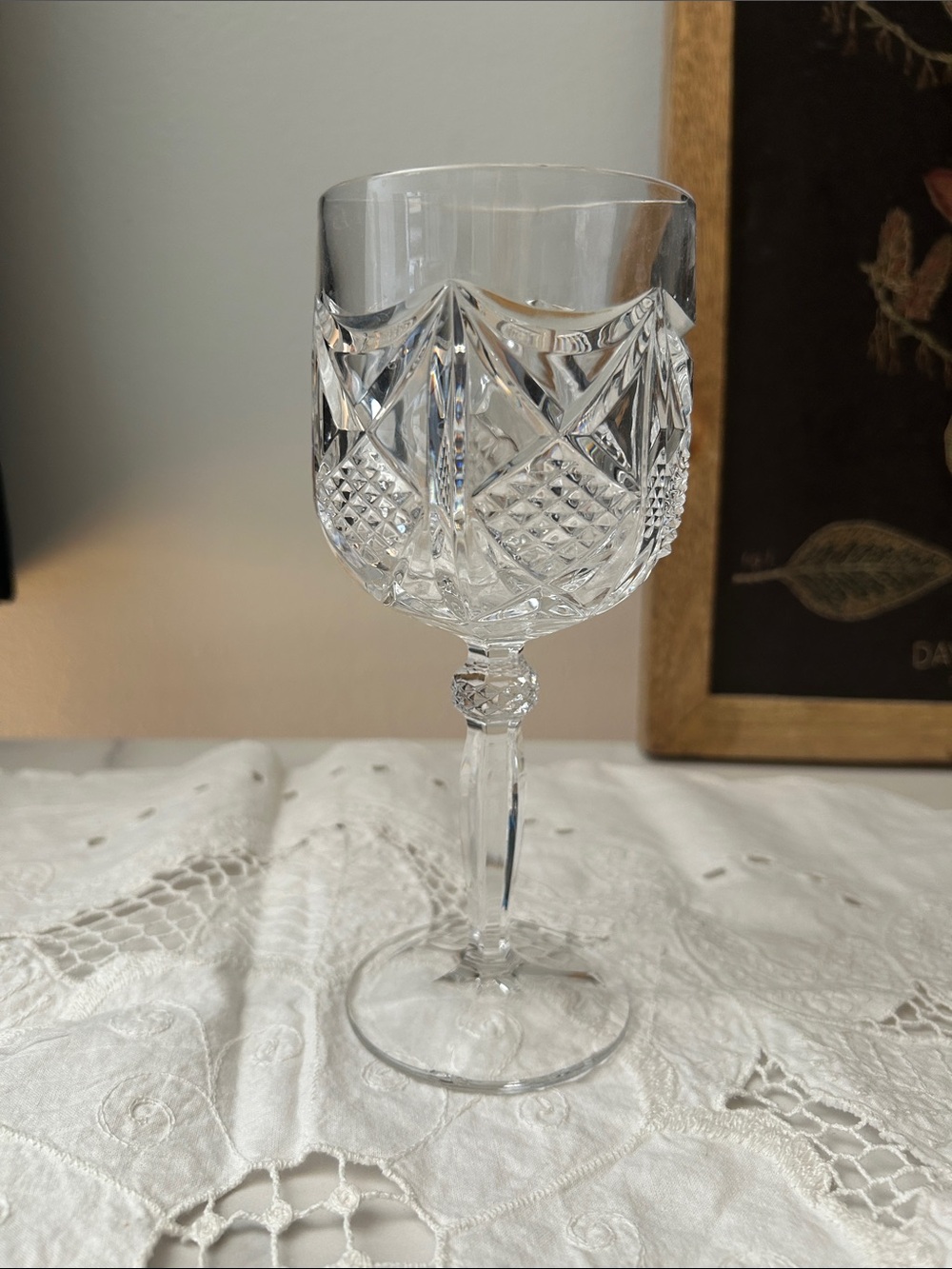 Cut Crystal Wine Goblet - Clear